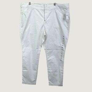 Old Navy Pixie Mid-Rise Chino Pants 18 White Plus Size Workwear‎ Stretch Cropped